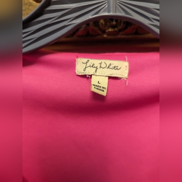 PINK SHEER FEMININE BLOUSE SZ L - Picture 5 of 5